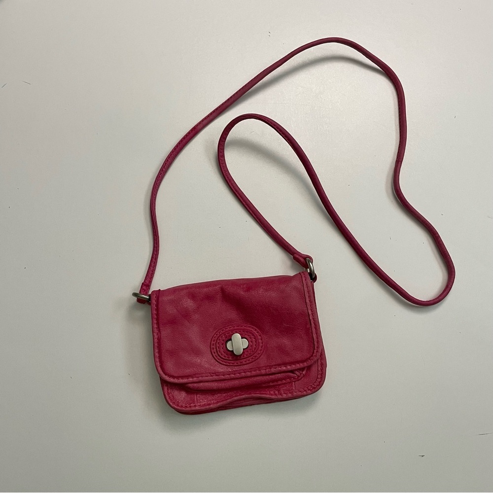 Fossil Purse Crossbody Mini Leather Festival Concert Everyday Fits IPhone Pink